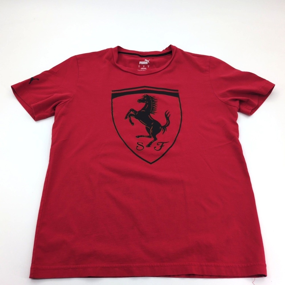 PUMA Scuderia Ferrari F1 Race Shield Red T-Shirt Mens Size Small Graphic Tee S